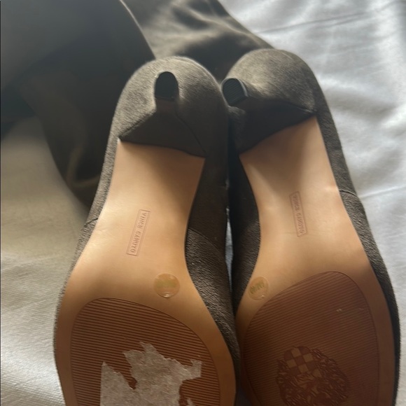 NWOT Vince Camuto Grey/Brown Heeled Boots with Pointed Toe - Picture 7 of 8